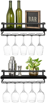 mkono front view wall shelf showing black frame and wood for stylish storage