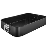 mobzio front view of lasagna pan showing size and shape, easy storage benefit