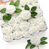 Mocoosy front view of 50-piece ivory rose pack showing neat bulk packaging and value