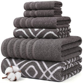 Modern Threads front view of gray towel set showing coordinated pieces and packaging for convenience