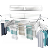 MODERN-X front view of mounted rack showing compact space savings and neat storage