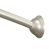 Moen curved shower rod front view shows sweep for more elbow room