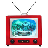 MOMENTS IN TIME red retro TV front view showing vintage design and festive focal point