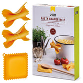 Monkey Business front packaging showing pasta-shaped kitchen set and gift box benefits