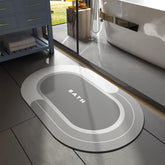 MontVoo front view showing full grey bath mat protecting floor