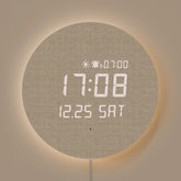 mooas front view showing lunar LED face and clear time display, stylish decor benefit