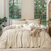 MooMee duvet cover front view showing king fit and neat hem for a polished bed