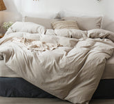 MooMee king duvet cover front view showing fit and finish, promotes tidy bed