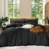 MooMee queen duvet cover front view showing neat finish and relaxed look for style