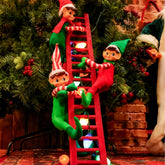 MOONET front view of elf ladder ornament showing overall festive design and balance