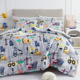 Mooreeke excavator comforter front showing playful construction design and cozy feel