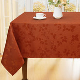 Moosfor burnt orange tablecloth front view showing full design and color benefit
