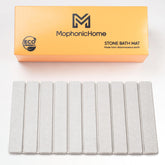 MOPHONICHOME front view of light gray foldable stone mat showing quick-dry surface and clean look