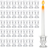 MOQRUAO front view clear glass candle holder showing classic silhouette and elegance