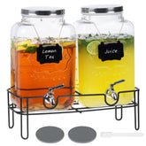 Moretoes front view showing two glass dispensers for easy self-serve