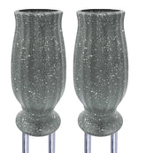 Moriahan front view of two grey vases showing tidy memorial look and durability
