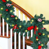 MorTime full-length garland showing 9ft coverage and warm white LEDs for instant ambiance