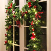 MorTime garland front view showing full 9ft length and festive accents for instant decor