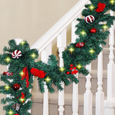 MorTime garland front view showing full decorations and warm glow benefit