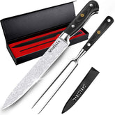 MOSFiATA carving knife front view showing balanced profile and slicing advantage