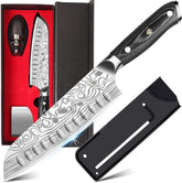 MOSFiATA santoku front view showing blade and handle, clear control benefit