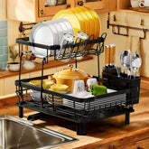 MOUKABAL front view of two-tier rack showing organized dishes and tidy countertop