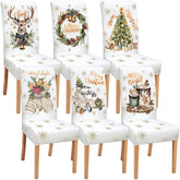 Moukeren front packaging shows six festive chair covers and benefits of protection
