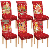 Moukeren front packaging view showing six festive chair covers and holiday benefit
