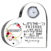 Movdyka crystal heart front view showing clear glass and floral message, attractive display