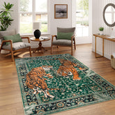 Moynesa front view showing green tiger print and boho design benefit: stylish focal point