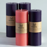 MOZEAL front view of four unscented Advent pillar candles showing clean presentation and long burn
