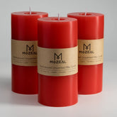 MOZEAL red pillars front view showing set and clean finish for decor