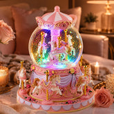 Mr.Winder front view showing rotating horses and glass globe, adds charming decor