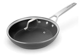 MsMk front view of 10-inch grey frying pan with lid showing sleek profile and convenience