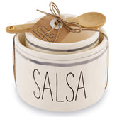 Mud Pie front view of nested white bowls showing compact storage and style