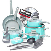 MUELLER HOME front view of full 16-piece set showing clean presentation and complete coverage