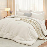 MUXHOMO comforter front view showing full ivory coverage and cozy appeal