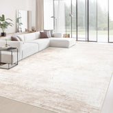 MXSANYOO front view of neutral 9x12 rug showing modern abstract design and balanced tones
