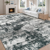 MXSANYOO front view of 8x10 abstract rug showing neutral design and large-room coverage