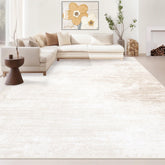 MXSANYOO front view of beige 8x10 rug showing modern abstract look and cozy benefit