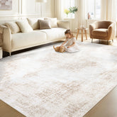 MXSANYOO front view of beige 6x9 rug showing medallion aesthetic and vintage charm