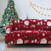 Mybedsoul front view Santa sofa cover showing full holiday design and room impact