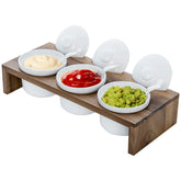 MyGift acacia tray front view showing organized condiment display and elegant serving
