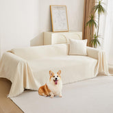 MYSKY HOME front view of beige chenille cover showing full coverage and cozy look