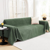 MYSKY HOME front view moss green cover protecting a two-seat sofa and adding style