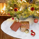 Nackiy tree skirt front view showing full 48-inch plush coverage and neat finish
