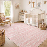 Nakagishi front view of pink boho rug shows bright pattern and cozy look