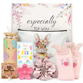 Nanadaya front view gift box displaying all seven pastel bunny items, great for gifting