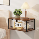 NANAGIFTREE front view showing vintage brown shelf and neat storage benefit