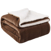 NANPIPER folded front view showing plush brown flannel and reversible warmth